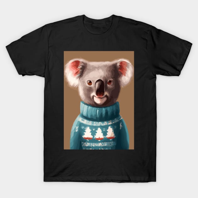 Koala in a Christmas Pullover T-Shirt by maxcode